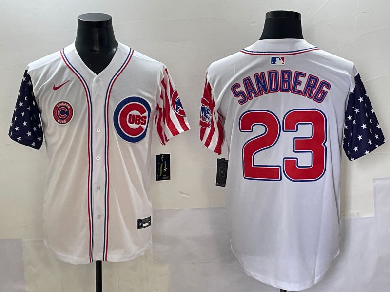 Men 2025 Chicago Cubs #23 Sandberg White a generation of national flags Joint Name Nike MLB Jersey style 6